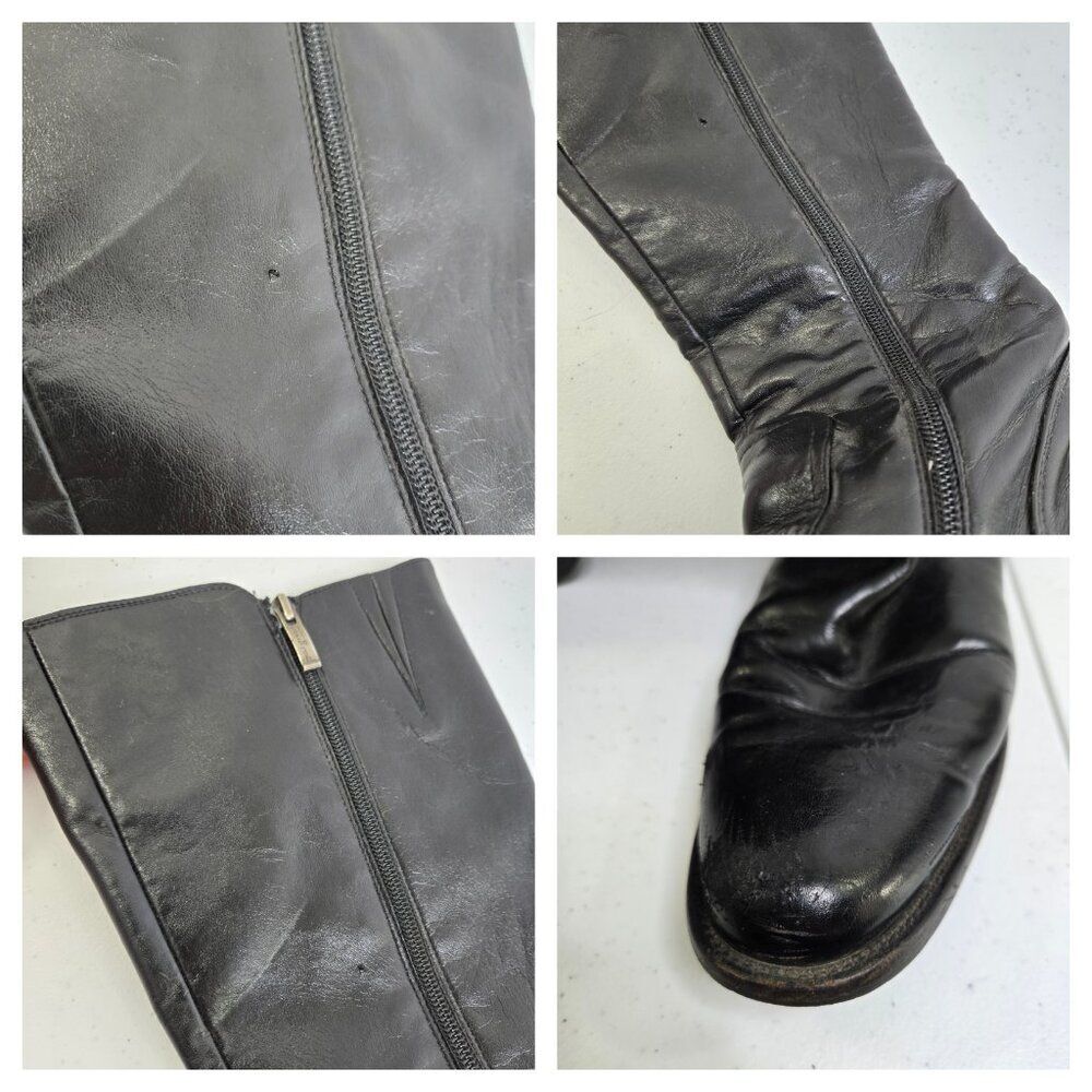 Paul Green US 11 8.5 Black Leather Boots Buckle Riding Tall Knee High Womens - Picture 4 of 8